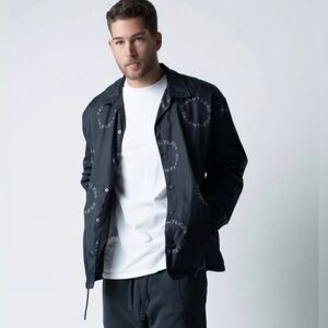 UNISEX Talentless Black Logo Print Windbreaker Jacket Button Closure Size XL